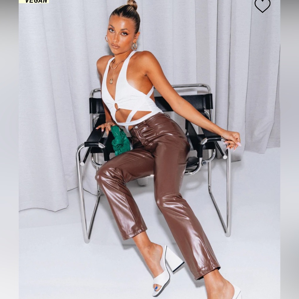 Princess Polly LEATHER PANTS BROWN